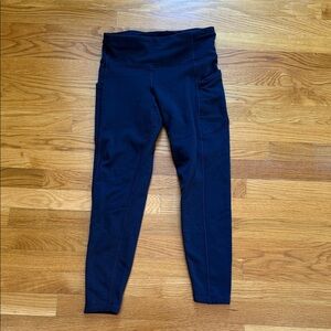 Athleta Altitude Stash Tight Polartech Fleece Blue Leggings Powerstrech Petite